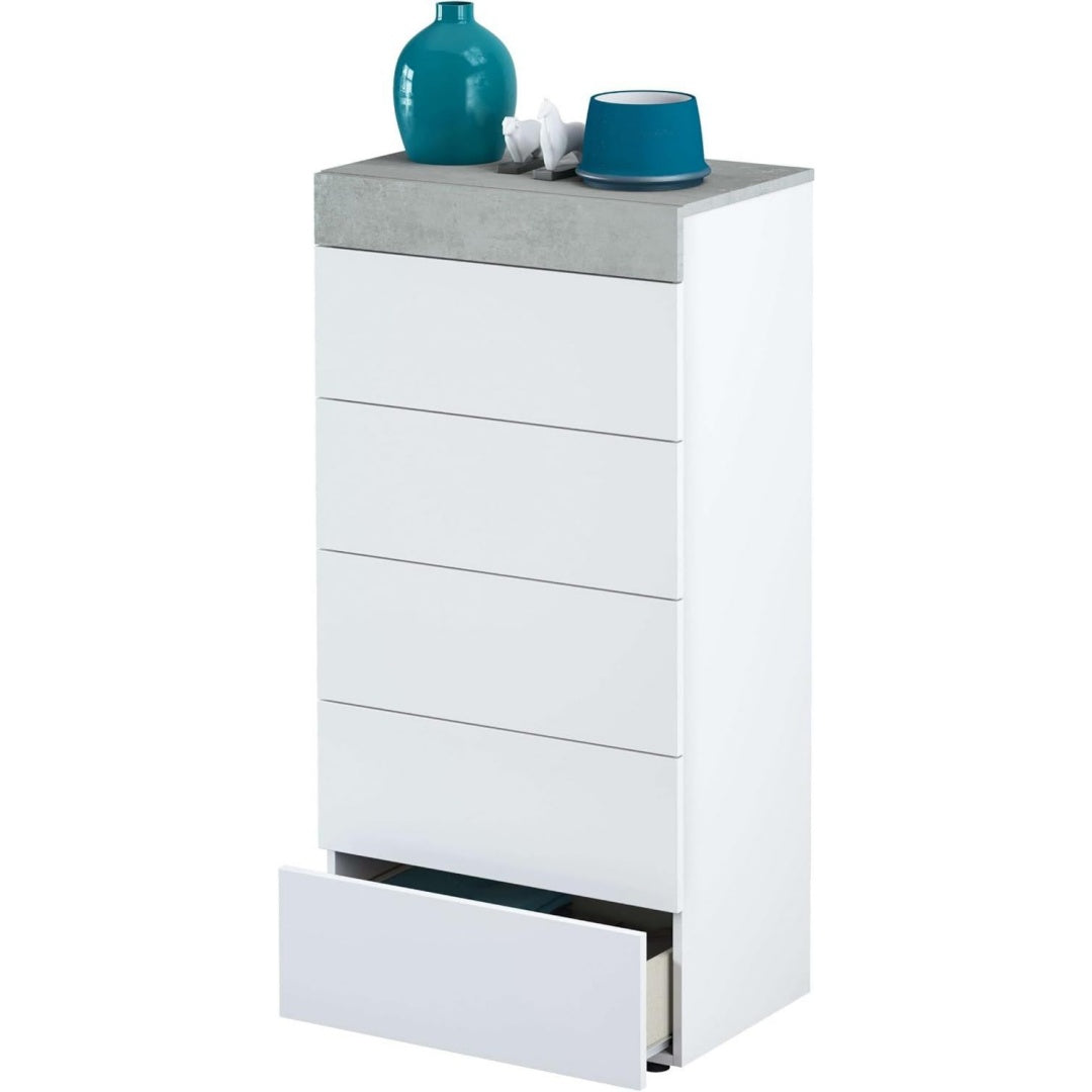 Commode esprit scandinave gris clair minimaliste
