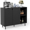 Buffet design moderne en metal gris fonce a 2 portes