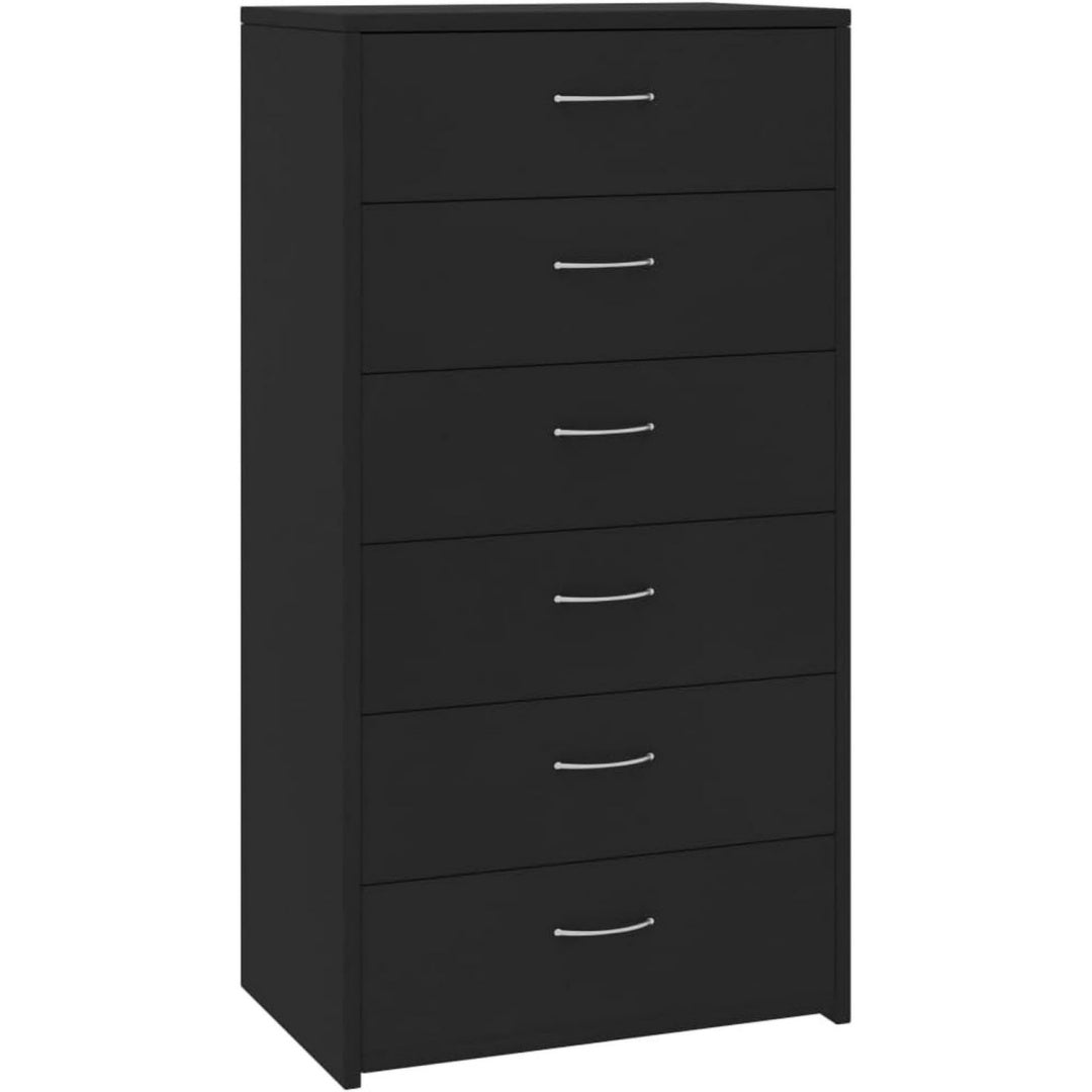 Buffet noir en bois d'ingenierie avec 6 tiroirs