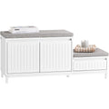 Materiau contemporain, coffre de rangement gris clair en panneau de particules