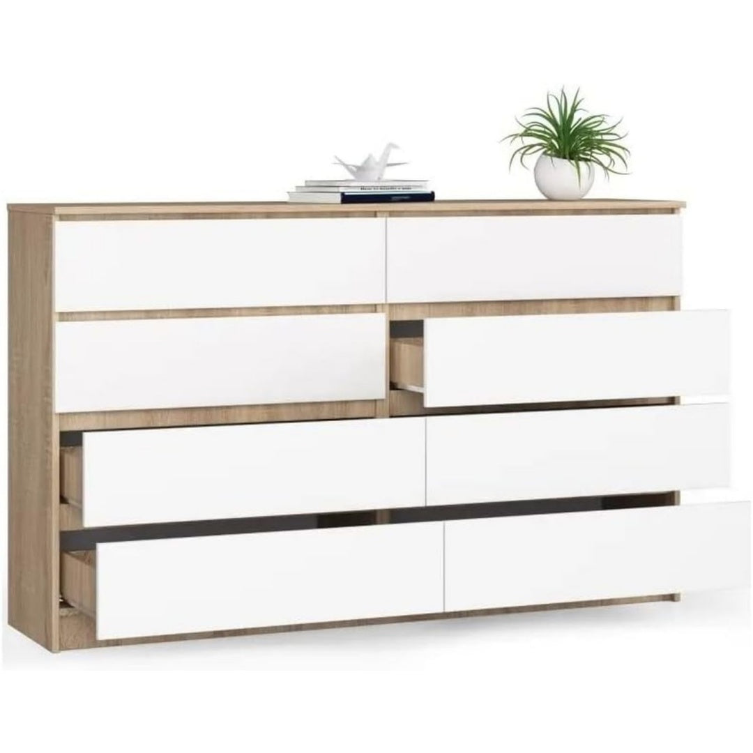 Coffre a tiroirs en bois gris clair esprit scandinave