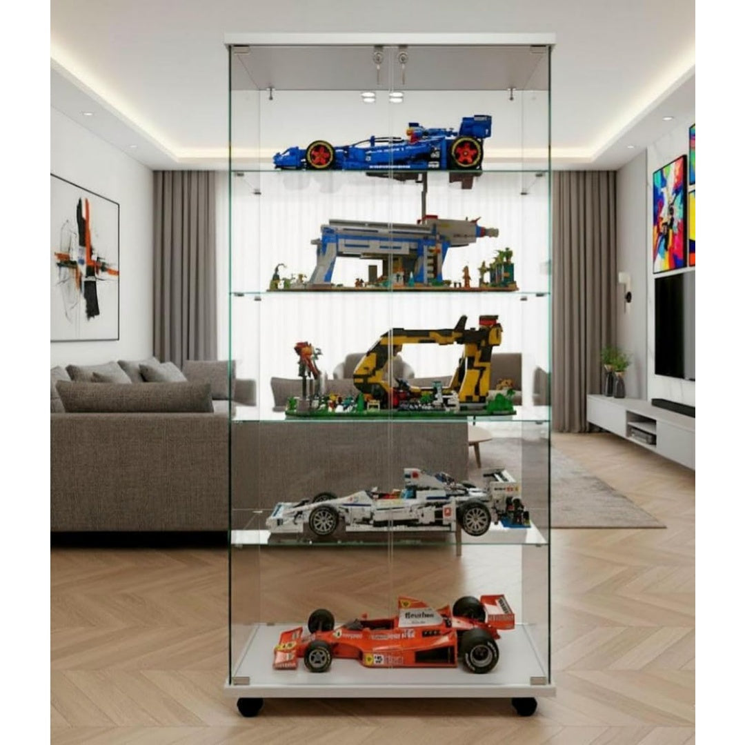 Style Moderne, vitrine gris (77 x 40 x 171 cm)